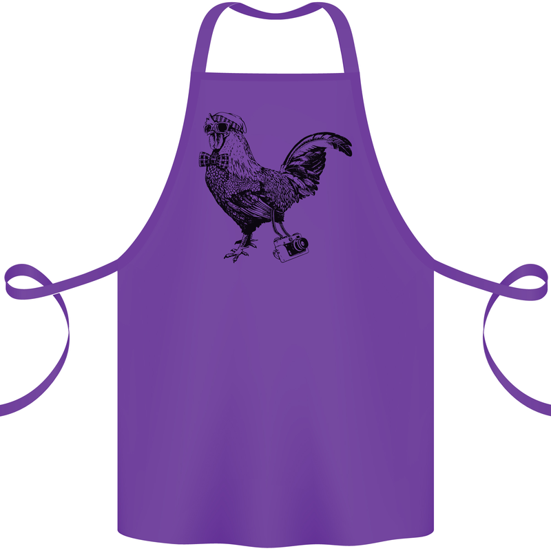 Rooster Camera Photography Photographer Cotton Apron 100% Organic Purple