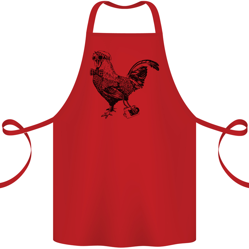 Rooster Camera Photography Photographer Cotton Apron 100% Organic Red