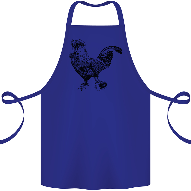 Rooster Camera Photography Photographer Cotton Apron 100% Organic Royal Blue