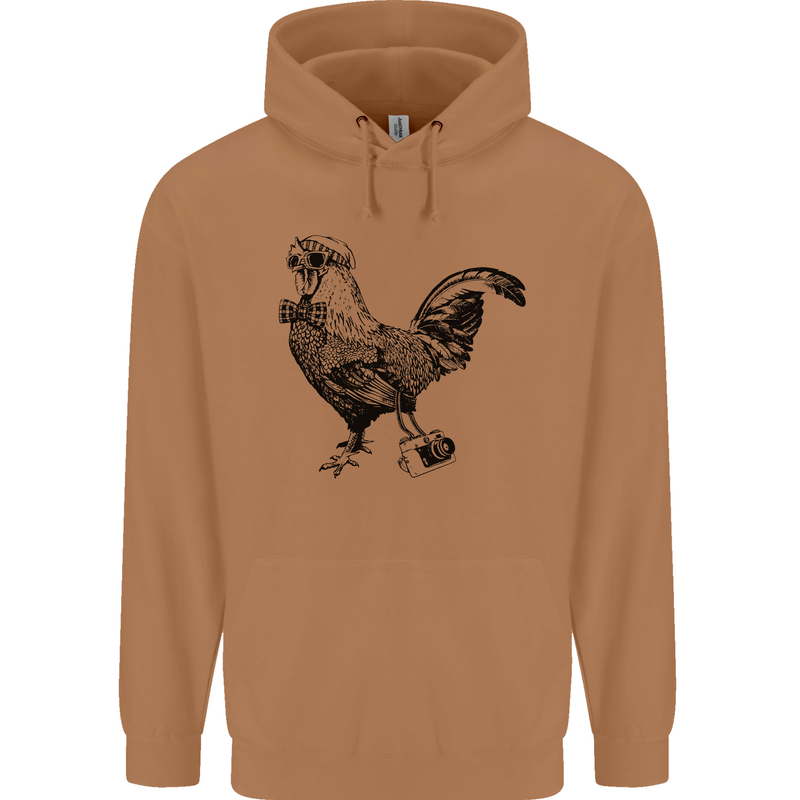 Rooster Camera Photography Photographer Mens 80% Cotton Hoodie Caramel Latte