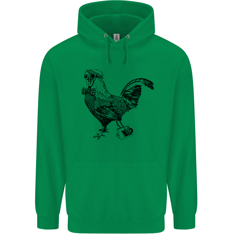 Rooster Camera Photography Photographer Mens 80% Cotton Hoodie Irish Green
