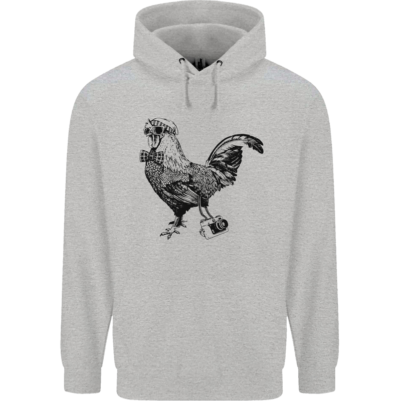 Rooster Camera Photography Photographer Mens 80% Cotton Hoodie Sports Grey