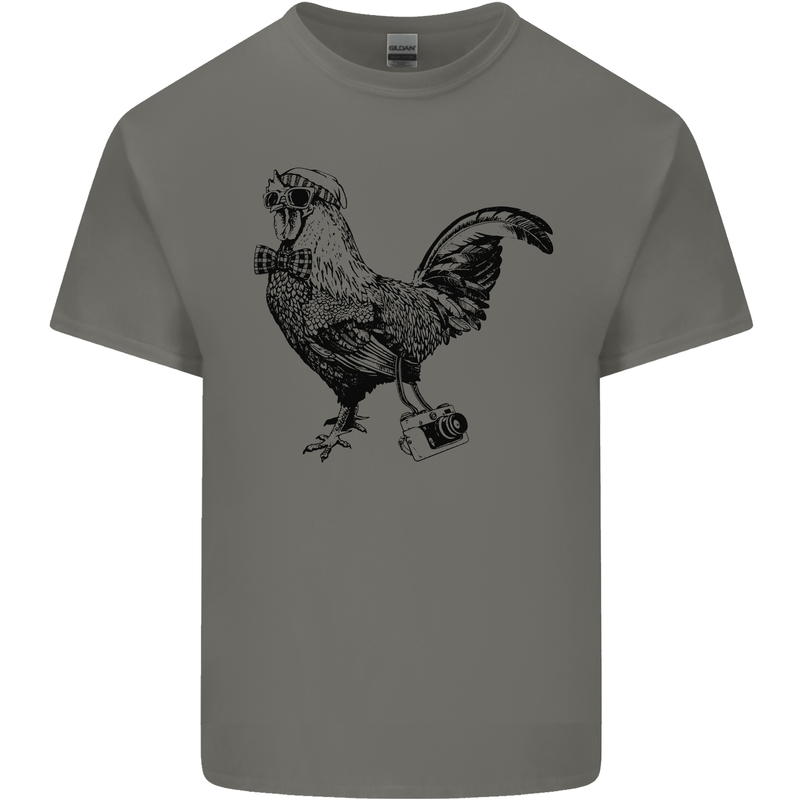 Rooster Camera Photography Photographer Mens Cotton T-Shirt Tee Top Charcoal