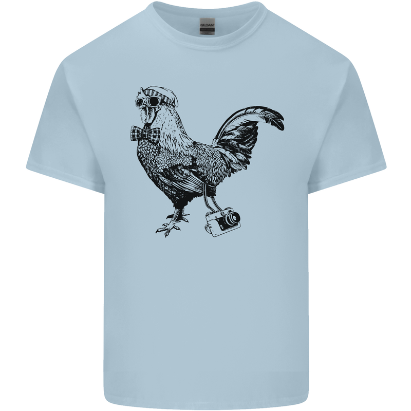 Rooster Camera Photography Photographer Mens Cotton T-Shirt Tee Top Light Blue