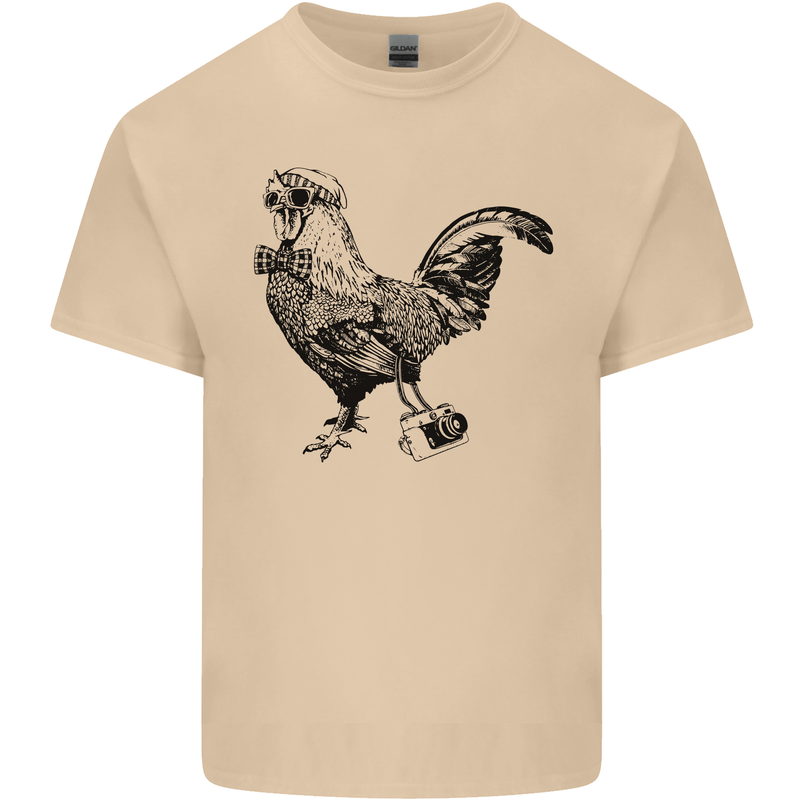 Rooster Camera Photography Photographer Mens Cotton T-Shirt Tee Top Sand