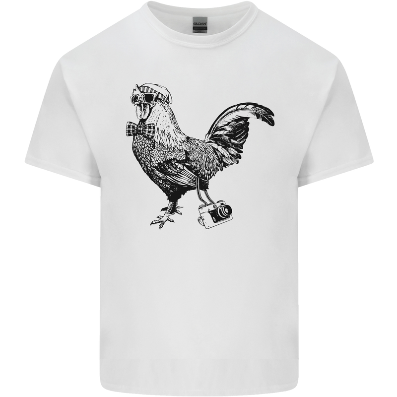 Rooster Camera Photography Photographer Mens Cotton T-Shirt Tee Top White