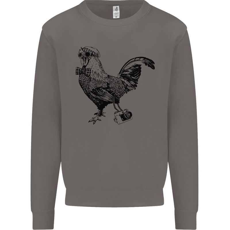 Rooster Camera Photography Photographer Mens Sweatshirt Jumper Charcoal