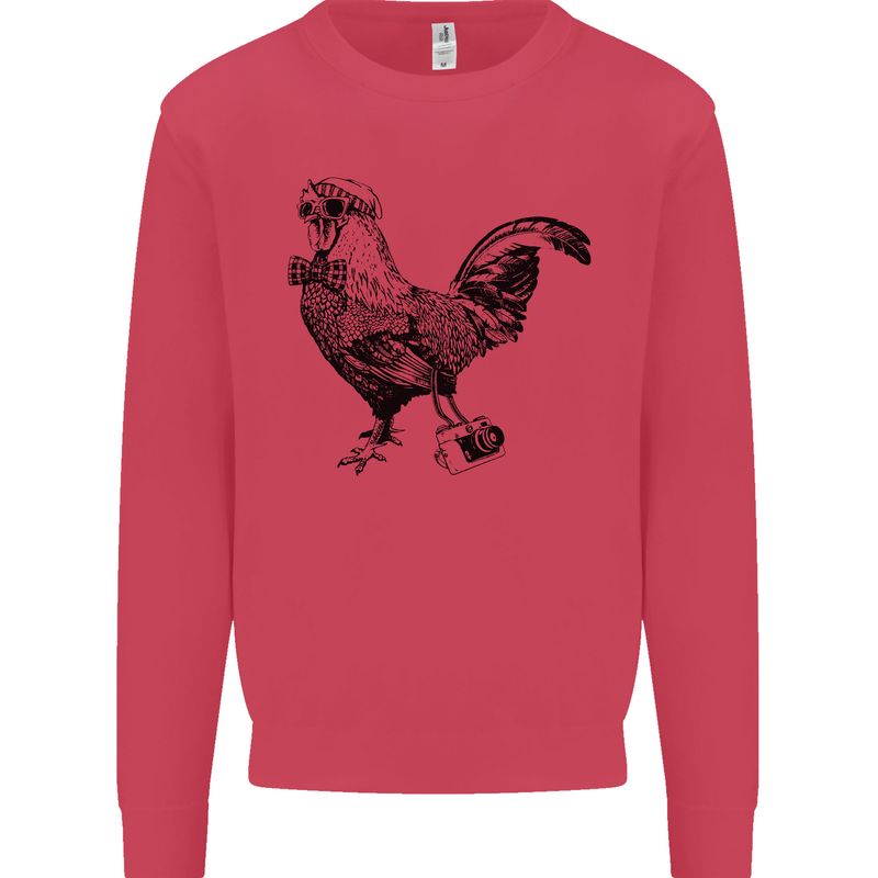 Rooster Camera Photography Photographer Mens Sweatshirt Jumper Heliconia