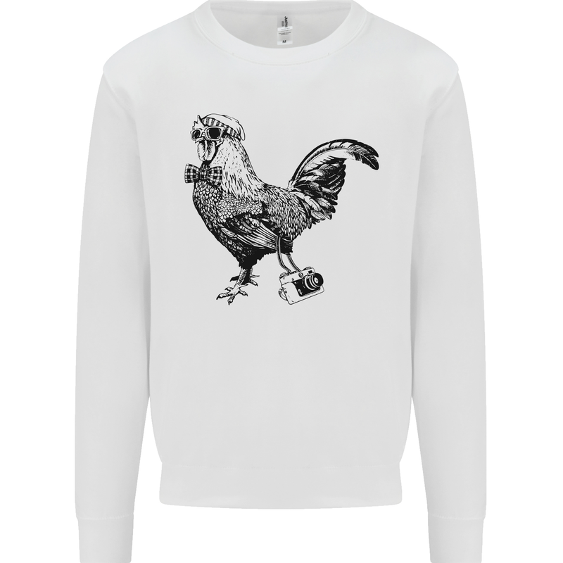 Rooster Camera Photography Photographer Mens Sweatshirt Jumper White