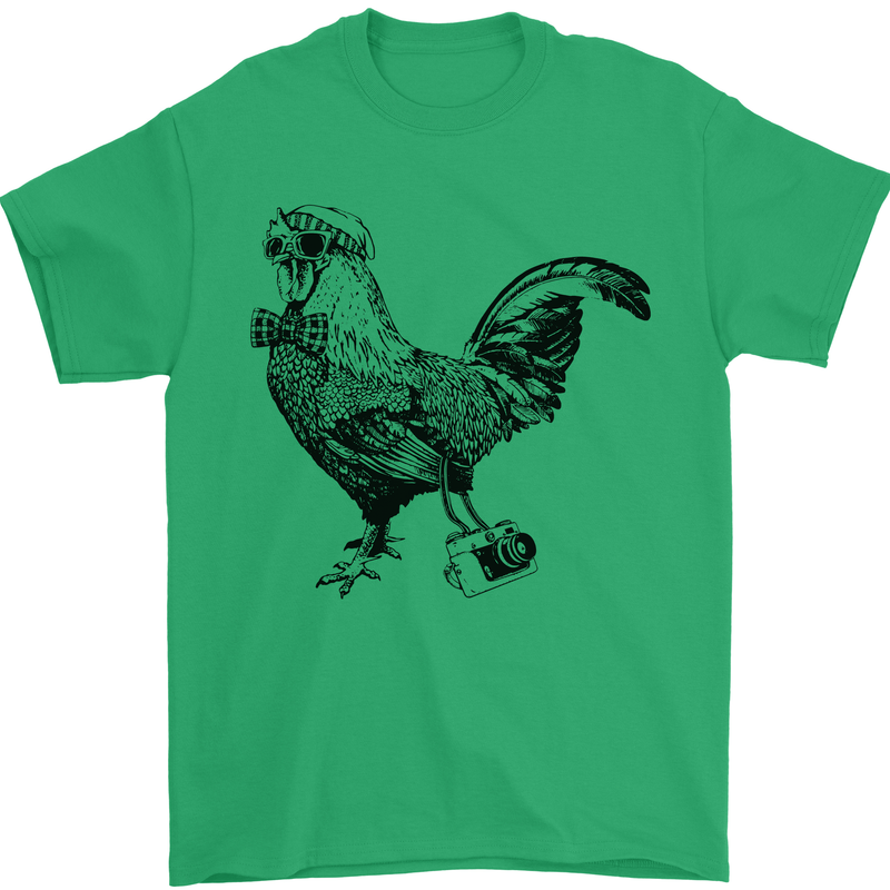 Rooster Camera Photography Photographer Mens T-Shirt Cotton Gildan Irish Green