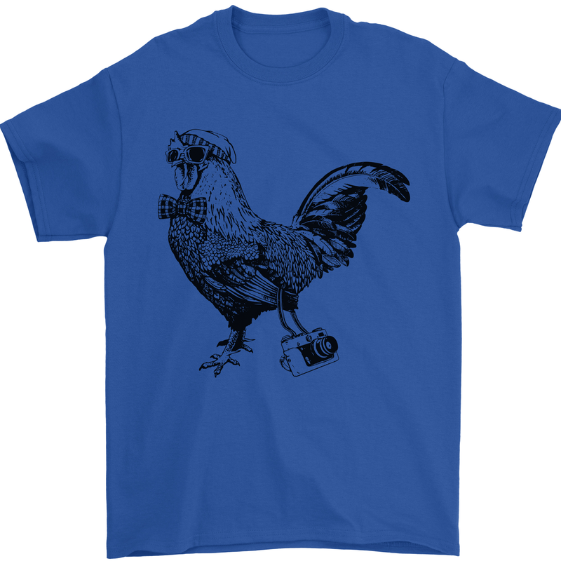 Rooster Camera Photography Photographer Mens T-Shirt Cotton Gildan Royal Blue