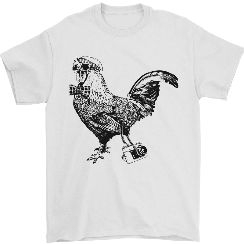 Rooster Camera Photography Photographer Mens T-Shirt Cotton Gildan White