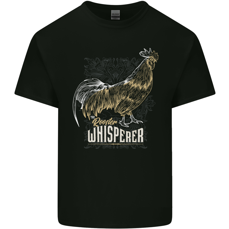 Rooster Whisperer Farmer Farming Chicken Mens Cotton T-Shirt Tee Top Black