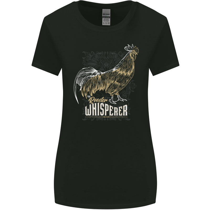 Rooster Whisperer Farmer Farming Chicken Womens Wider Cut T-Shirt Black