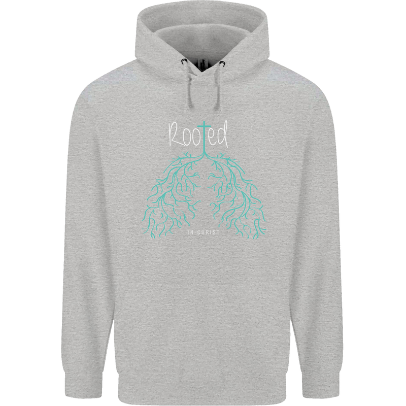Rooted Christ Christian Catholic Religion Childrens Kids Hoodie Sports Grey