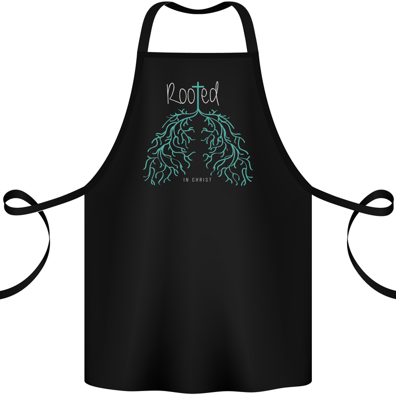 Rooted Christ Christian Catholic Religion Cotton Apron 100% Organic Black