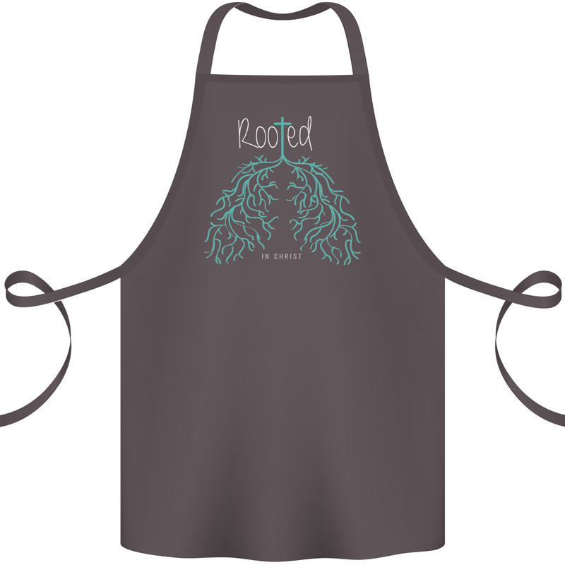 Rooted Christ Christian Catholic Religion Cotton Apron 100% Organic Dark Grey