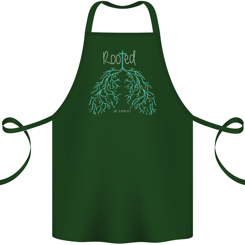 Rooted Christ Christian Catholic Religion Cotton Apron 100% Organic Forest Green
