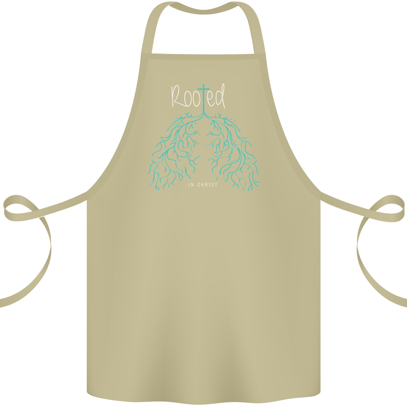 Rooted Christ Christian Catholic Religion Cotton Apron 100% Organic Khaki