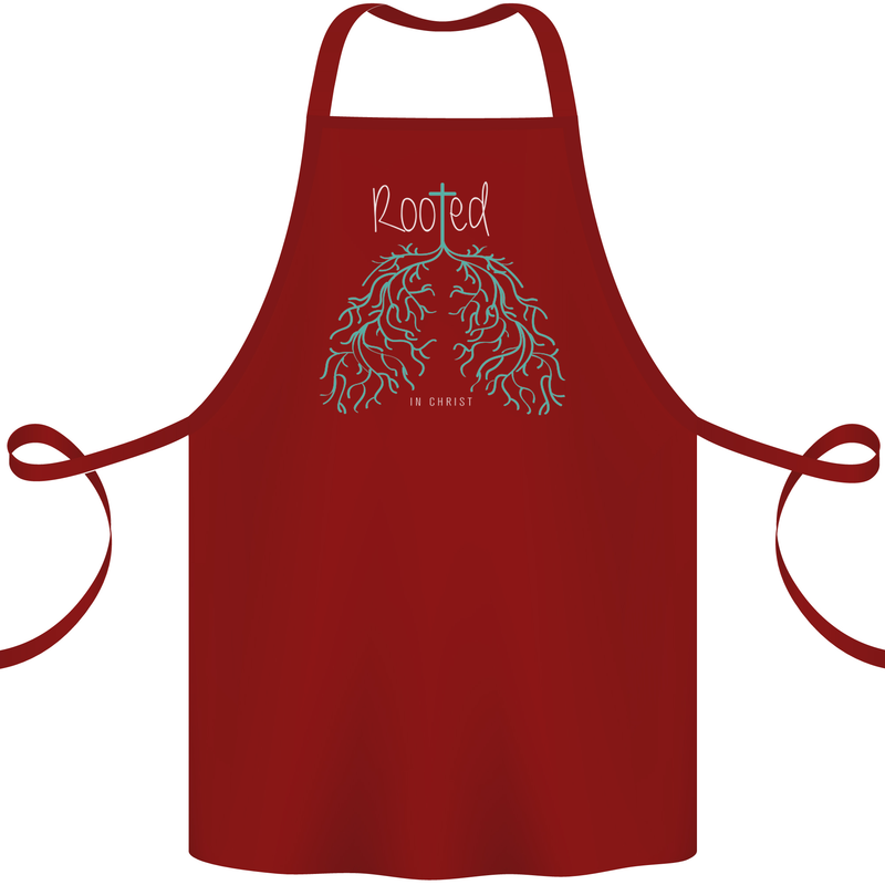 Rooted Christ Christian Catholic Religion Cotton Apron 100% Organic Maroon
