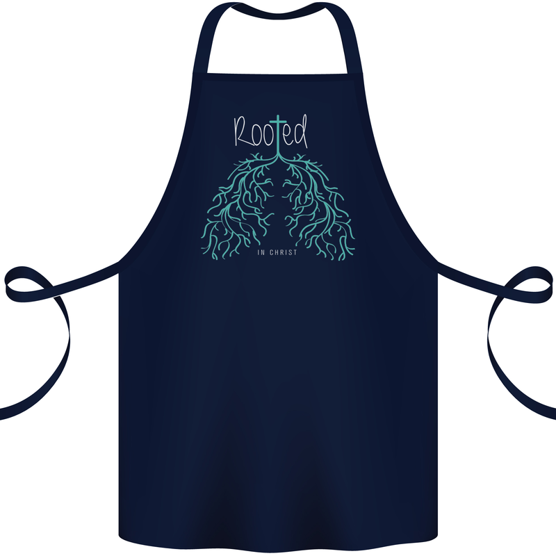 Rooted Christ Christian Catholic Religion Cotton Apron 100% Organic Navy Blue
