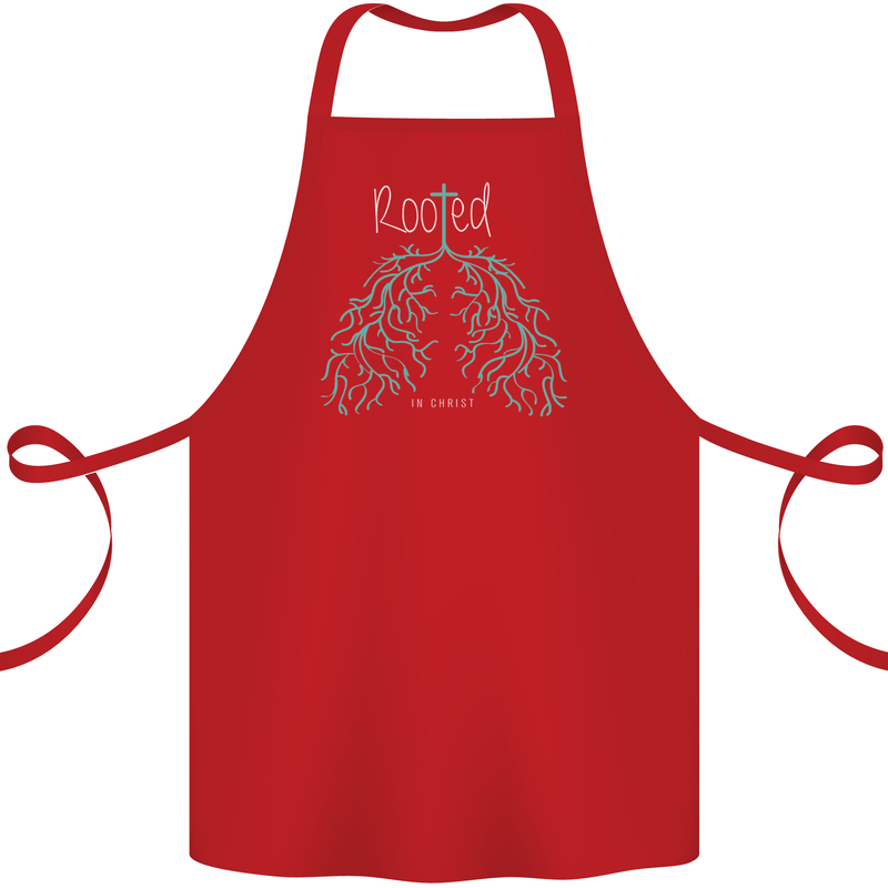 Rooted Christ Christian Catholic Religion Cotton Apron 100% Organic Red