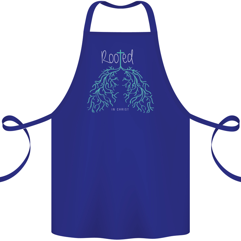 Rooted Christ Christian Catholic Religion Cotton Apron 100% Organic Royal Blue