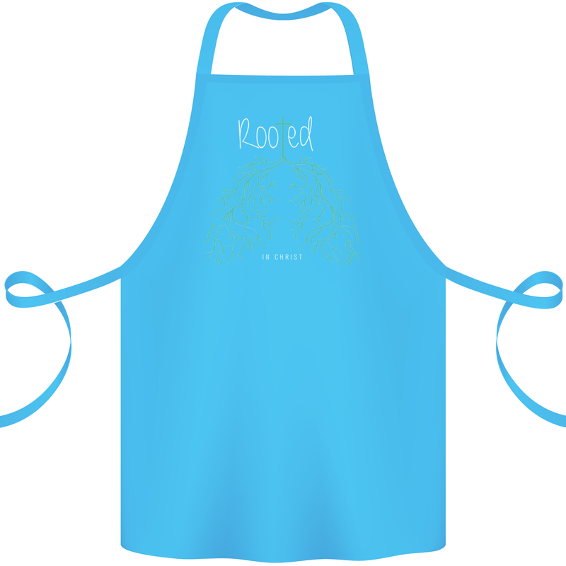 Rooted Christ Christian Catholic Religion Cotton Apron 100% Organic Turquoise