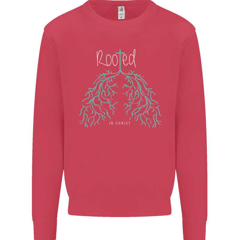 Rooted Christ Christian Catholic Religion Kids Sweatshirt Jumper Heliconia