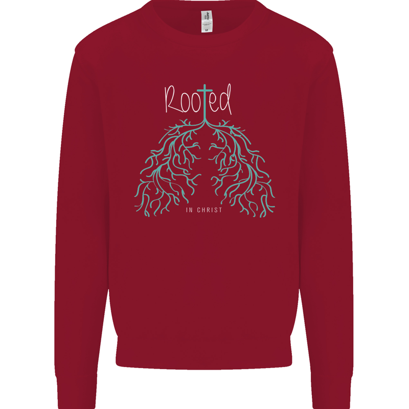 Rooted Christ Christian Catholic Religion Kids Sweatshirt Jumper Red