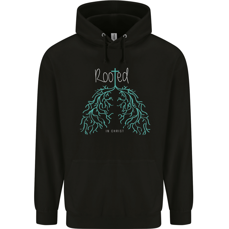 Rooted Christ Christian Catholic Religion Mens 80% Cotton Hoodie Black