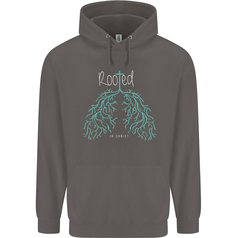 Rooted Christ Christian Catholic Religion Mens 80% Cotton Hoodie Charcoal