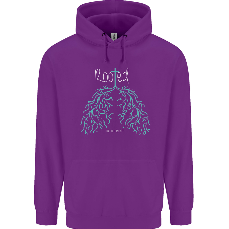 Rooted Christ Christian Catholic Religion Mens 80% Cotton Hoodie Purple