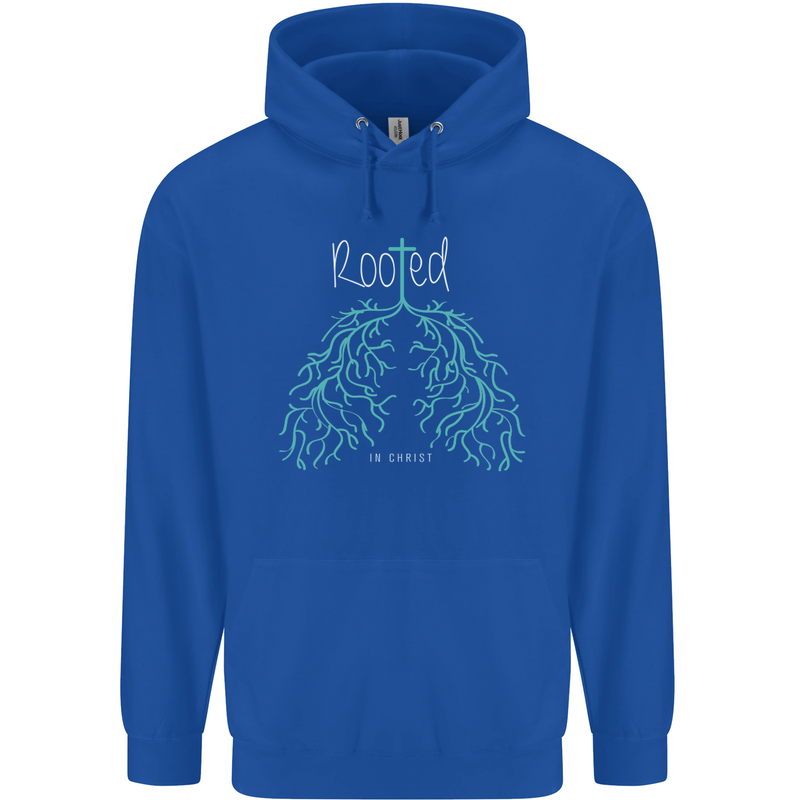 Rooted Christ Christian Catholic Religion Mens 80% Cotton Hoodie Royal Blue
