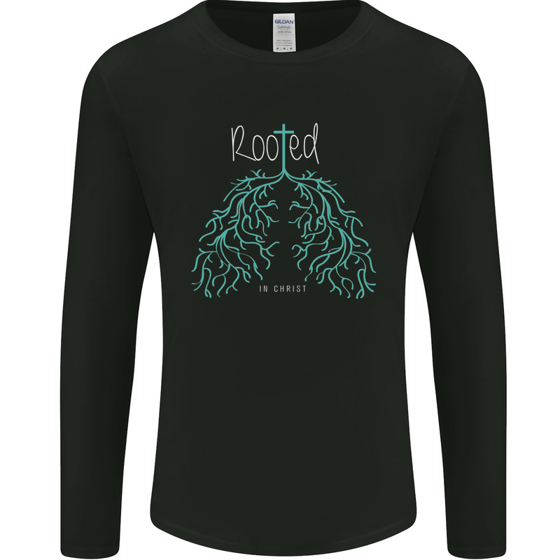 Rooted Christ Christian Catholic Religion Mens Long Sleeve T-Shirt Black