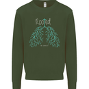 Rooted Christ Christian Catholic Religion Mens Sweatshirt Jumper Forest Green
