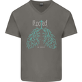 Rooted Christ Christian Catholic Religion Mens V-Neck Cotton T-Shirt Charcoal
