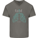 Rooted Christ Christian Catholic Religion Mens V-Neck Cotton T-Shirt Charcoal