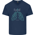 Rooted Christ Christian Catholic Religion Mens V-Neck Cotton T-Shirt Navy Blue