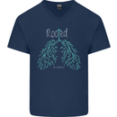 Rooted Christ Christian Catholic Religion Mens V-Neck Cotton T-Shirt Navy Blue