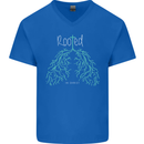Rooted Christ Christian Catholic Religion Mens V-Neck Cotton T-Shirt Royal Blue