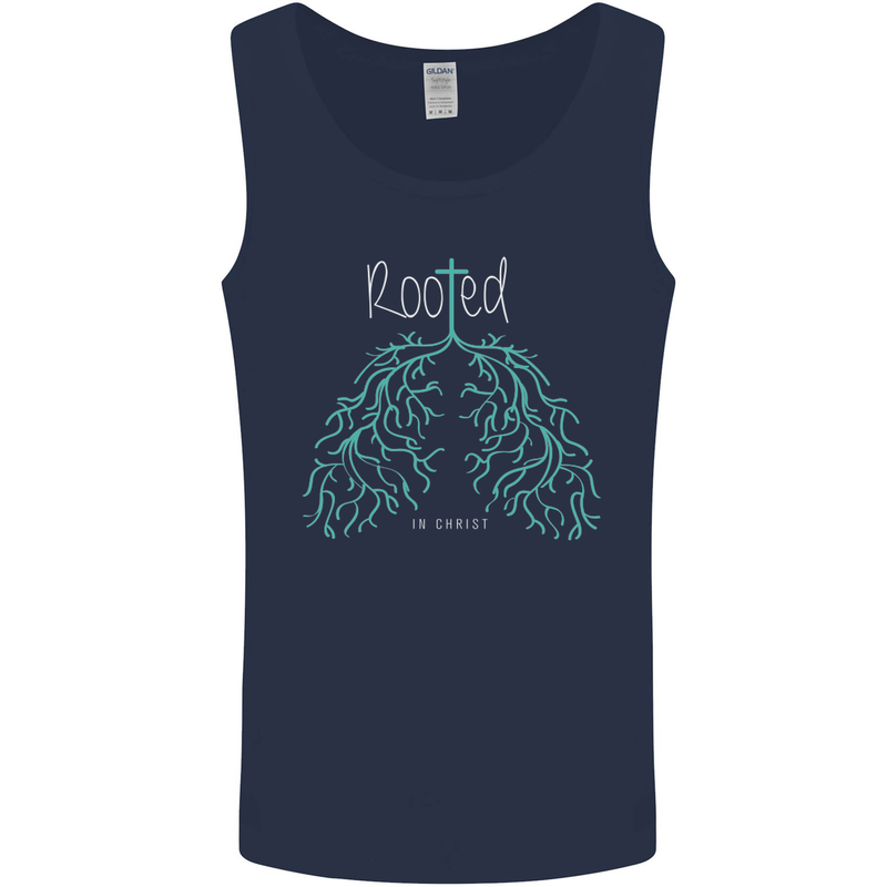 Rooted Christ Christian Catholic Religion Mens Vest Tank Top Navy Blue