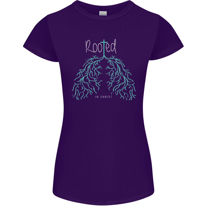 Rooted Christ Christian Catholic Religion Womens Petite Cut T-Shirt Purple