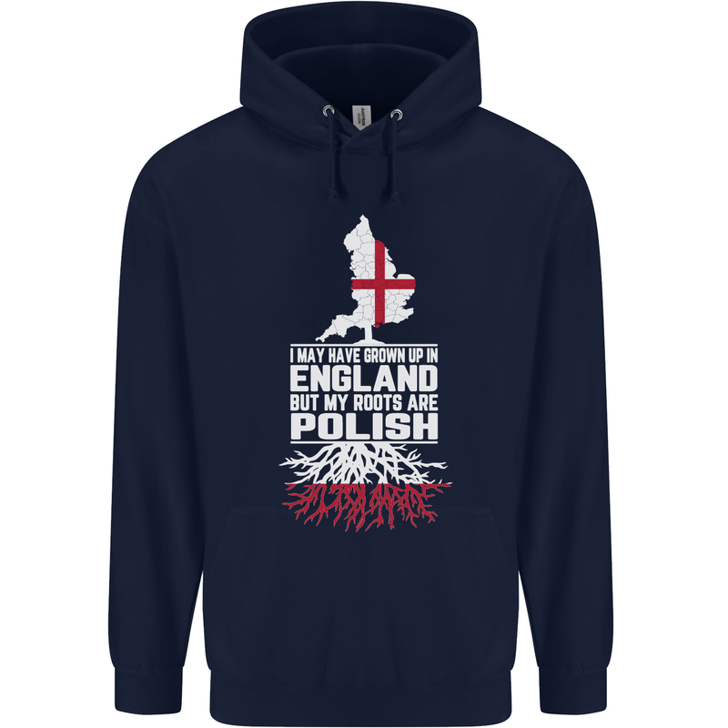 Roots In Poland Polish Polska Flag Orzel Childrens Kids Hoodie Navy Blue