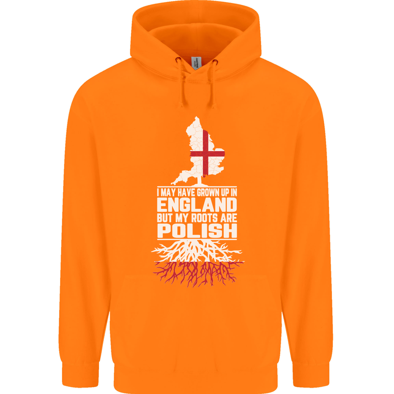 Roots In Poland Polish Polska Flag Orzel Childrens Kids Hoodie Orange