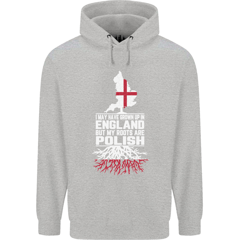 Roots In Poland Polish Polska Flag Orzel Childrens Kids Hoodie Sports Grey