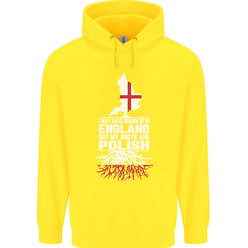 Roots In Poland Polish Polska Flag Orzel Childrens Kids Hoodie Yellow