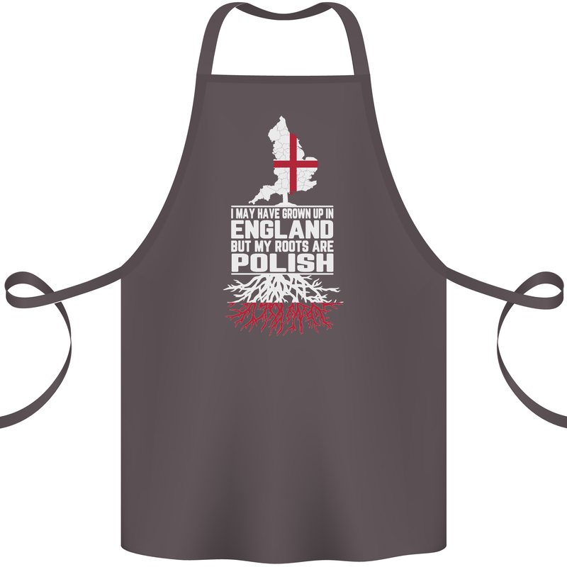 Roots In Poland Polish Polska Flag Orzel Cotton Apron 100% Organic Dark Grey