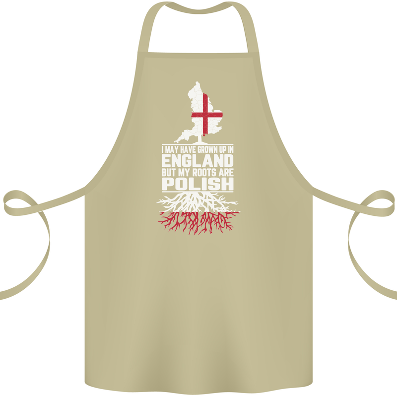 Roots In Poland Polish Polska Flag Orzel Cotton Apron 100% Organic Khaki