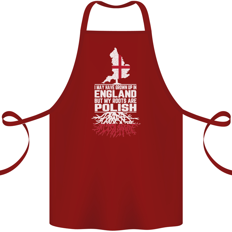 Roots In Poland Polish Polska Flag Orzel Cotton Apron 100% Organic Maroon